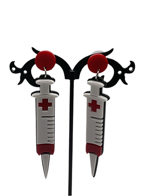 Syringe earrings