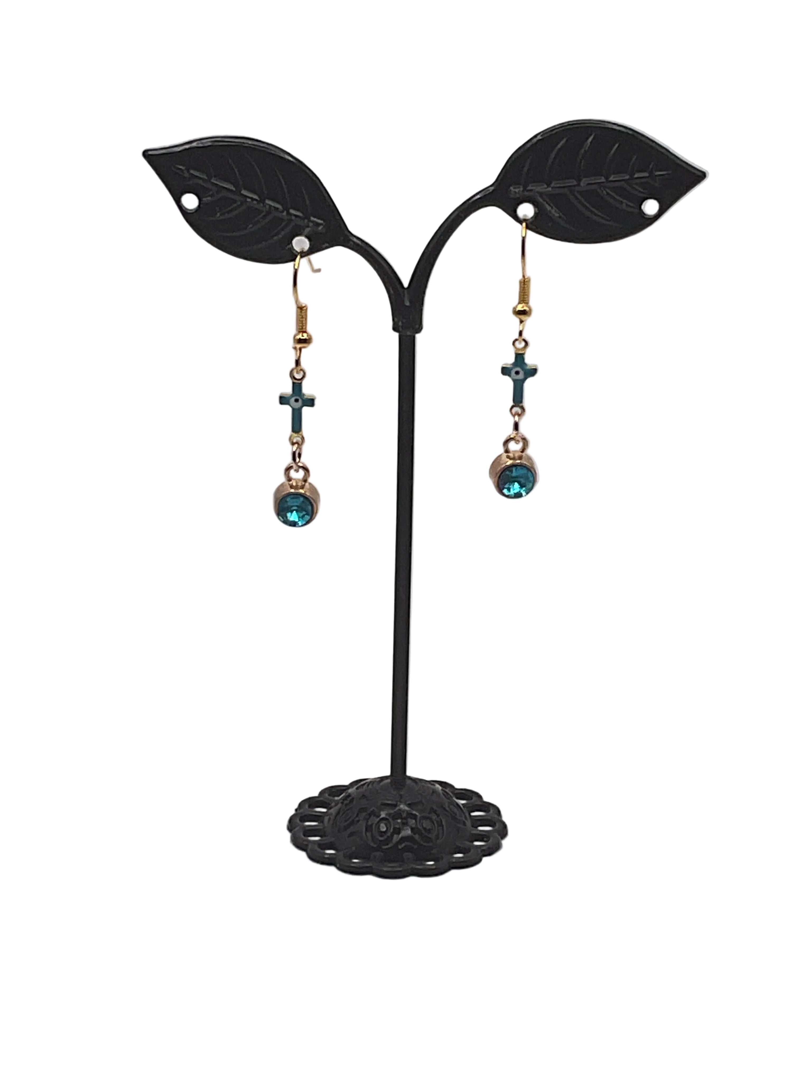 Crystal and Crosses Earrings