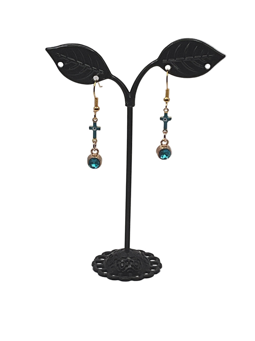 Crystal and Crosses Earrings