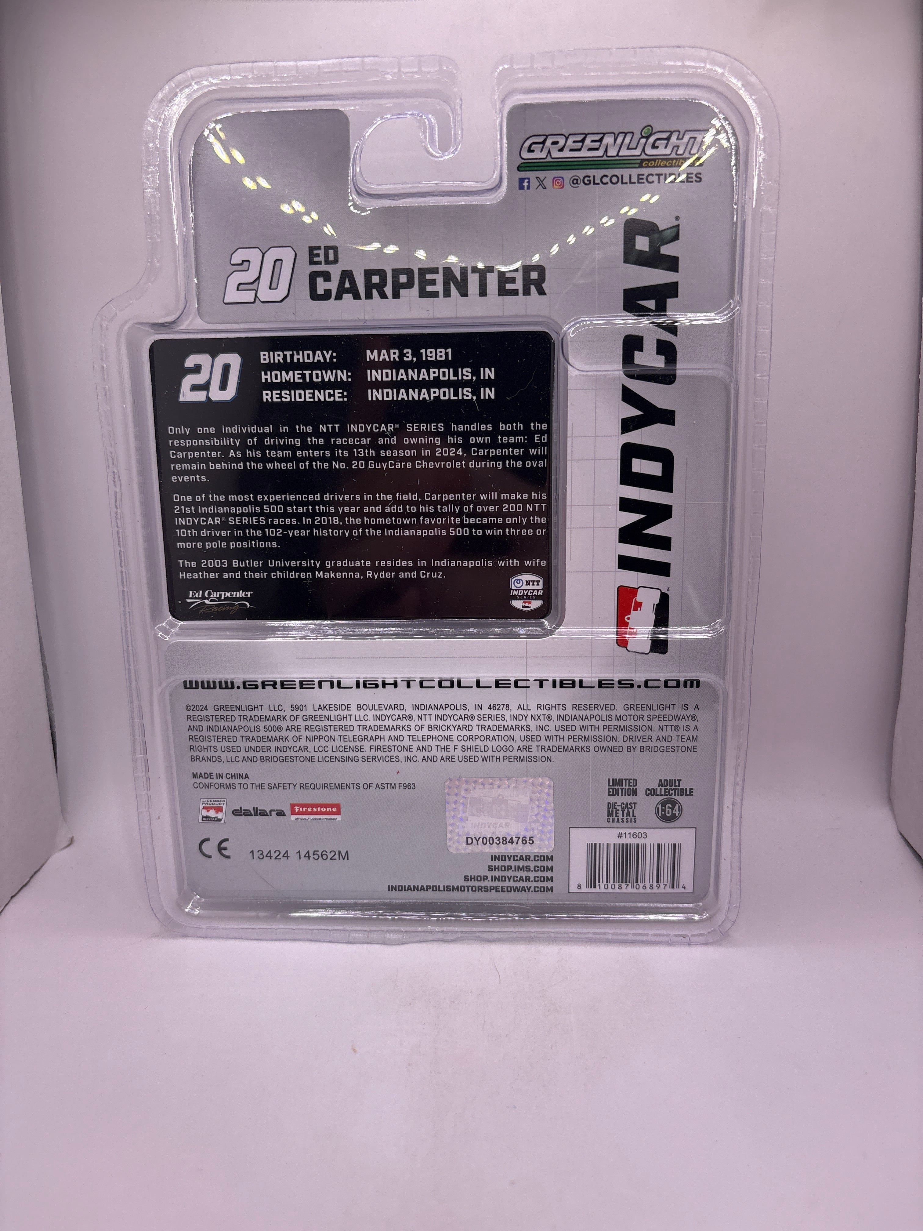 Greenlight #20 Ed Carpenter Diecast