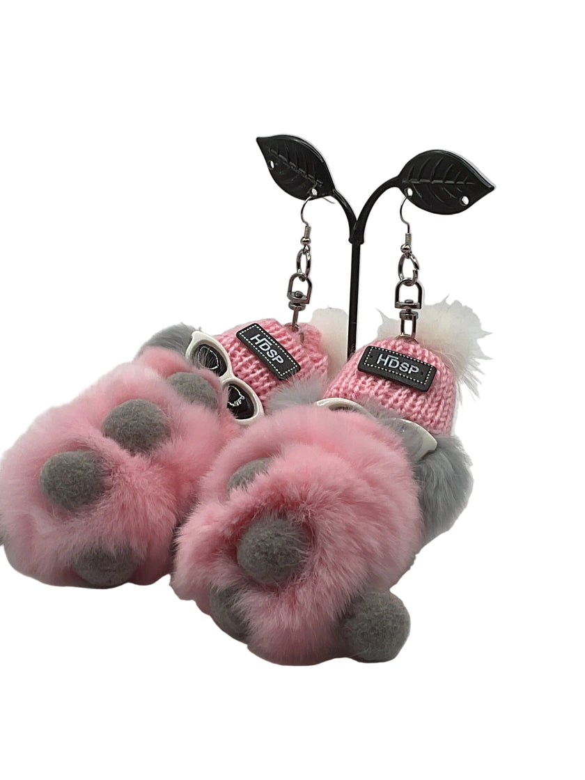 Rex Rabbit Fur Caterpillar Earrings