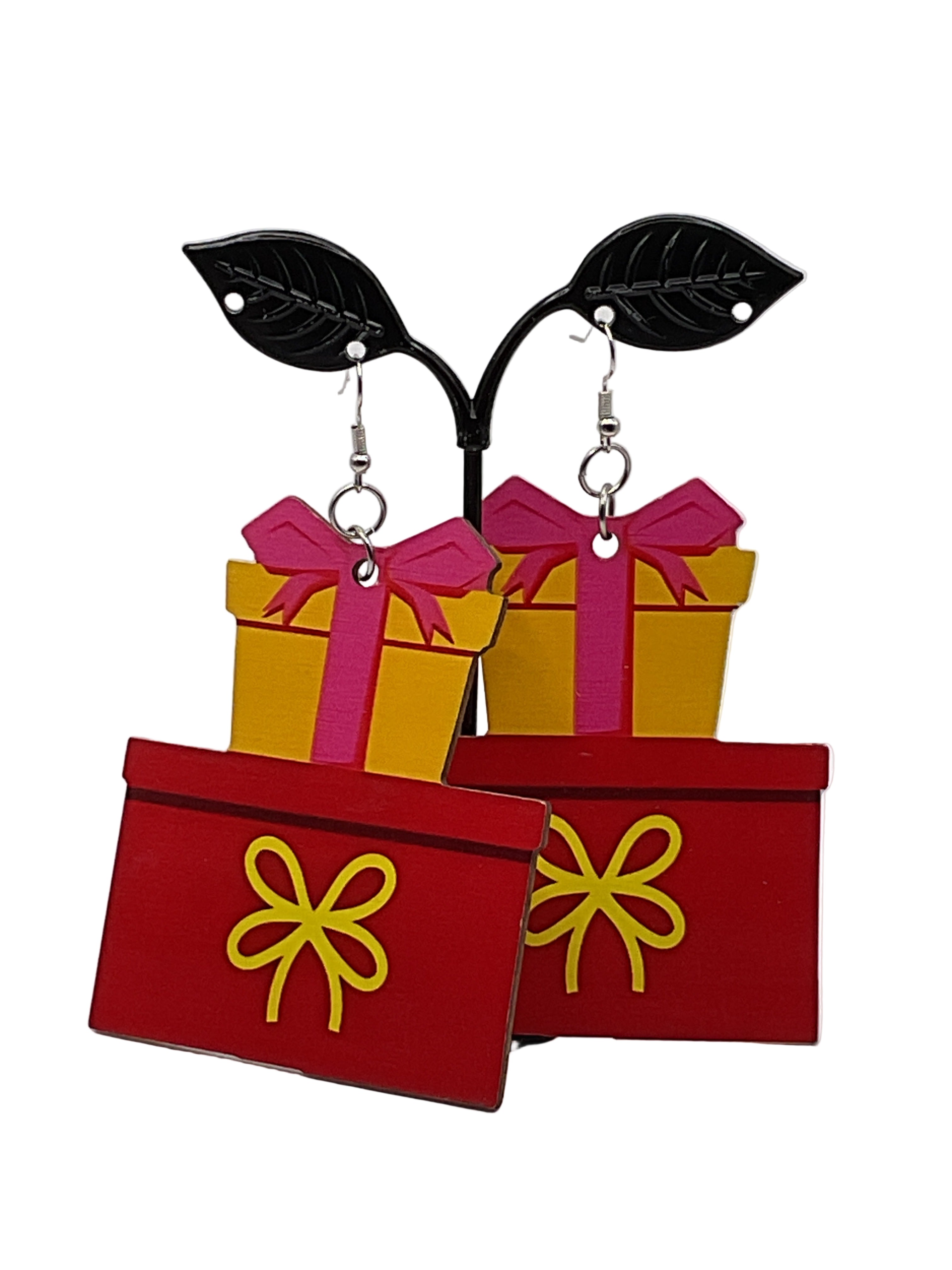 Large Wooden Christmas Earrings