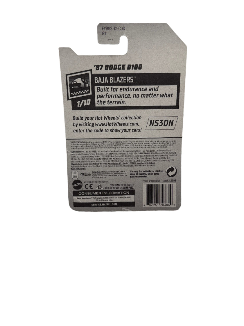 Hot Wheels 87 Dodge D100 Diecast