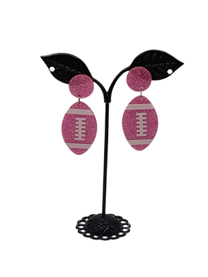 Pink football earrings