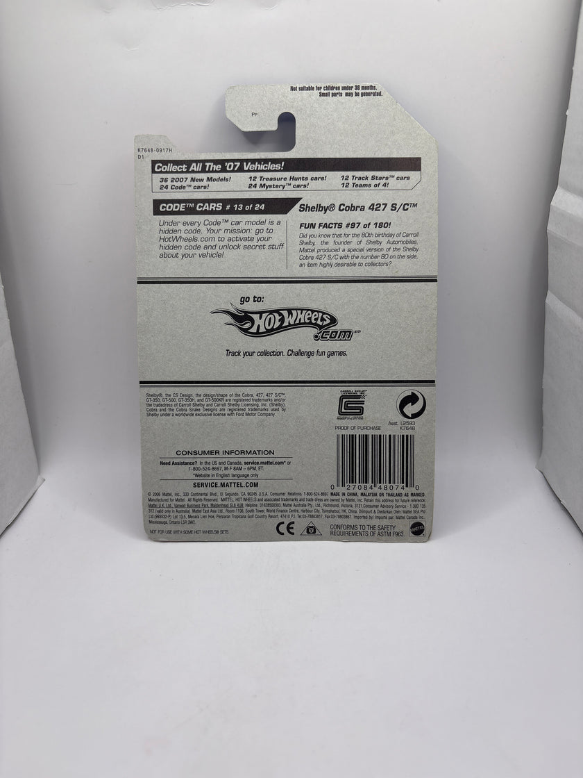 Hot Wheels Shelby Cobra 427 S/C Diecast