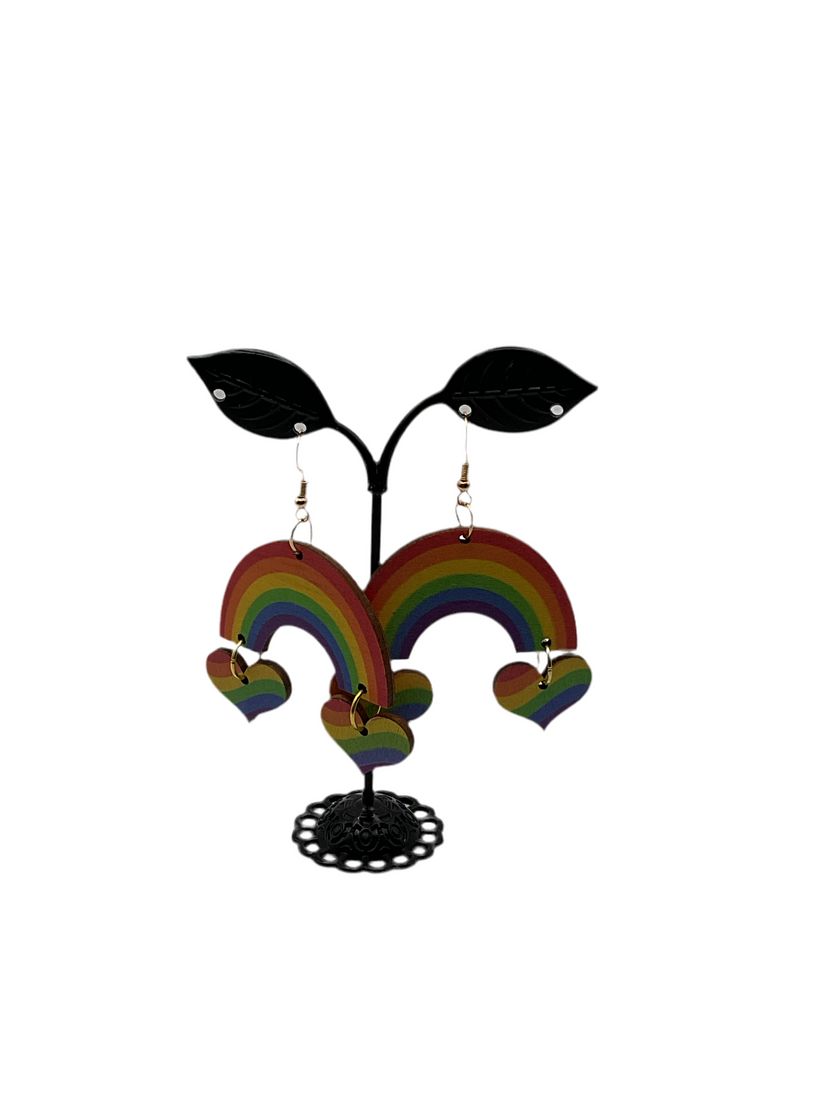 Rainbow And Heart Earrings