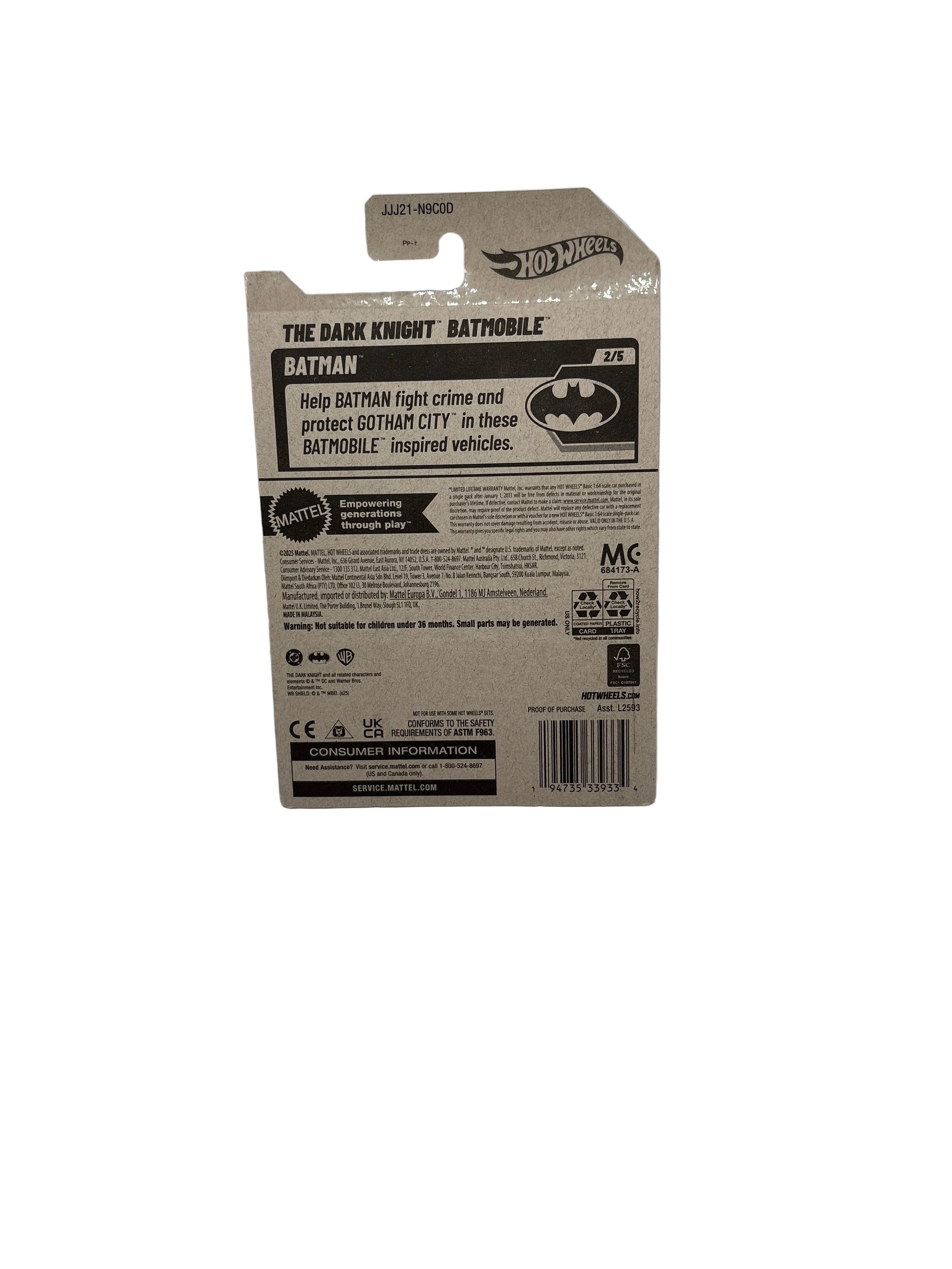 Hot Wheels The Dark Knight Batmobile Diecast tan