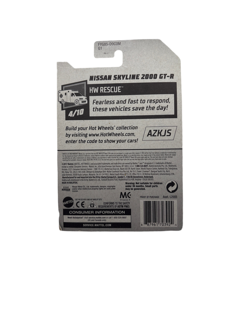 Hot Wheels Nissan Skyline 2000 GT-R Diecast