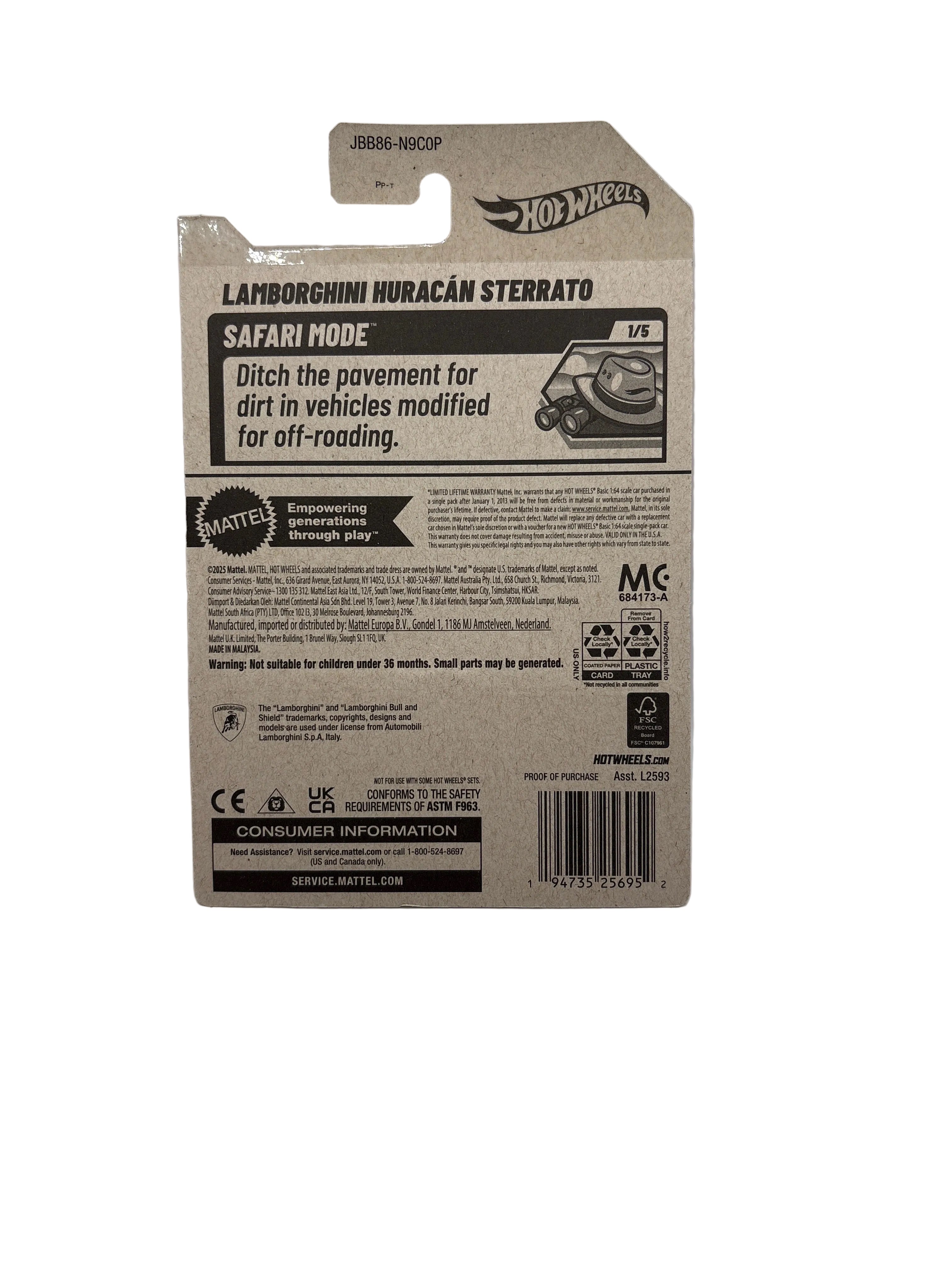 Hot Wheels Lamborghini Huracan Sterrato Diecast yellow