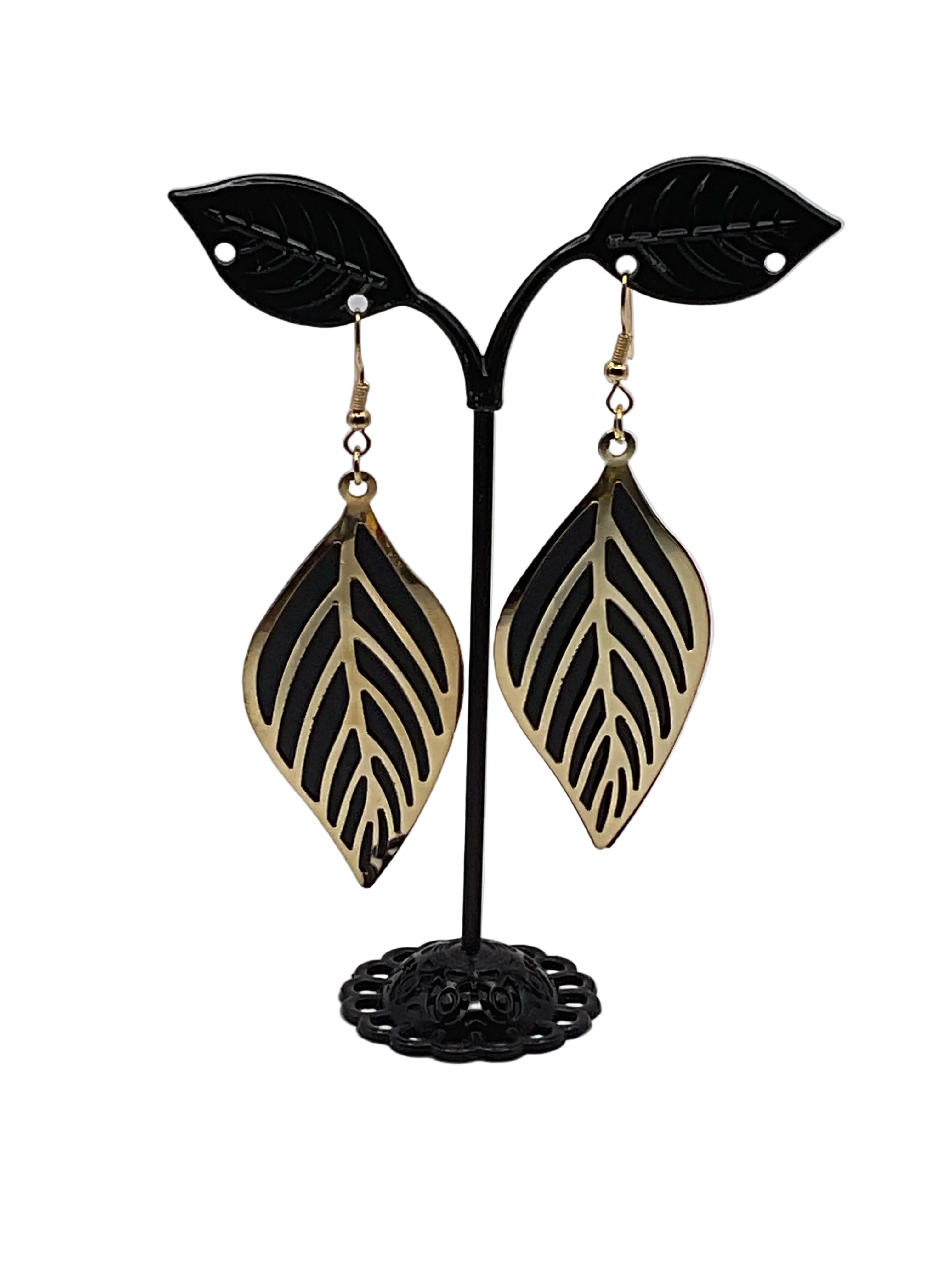 Black and Gold Layered Earrings
