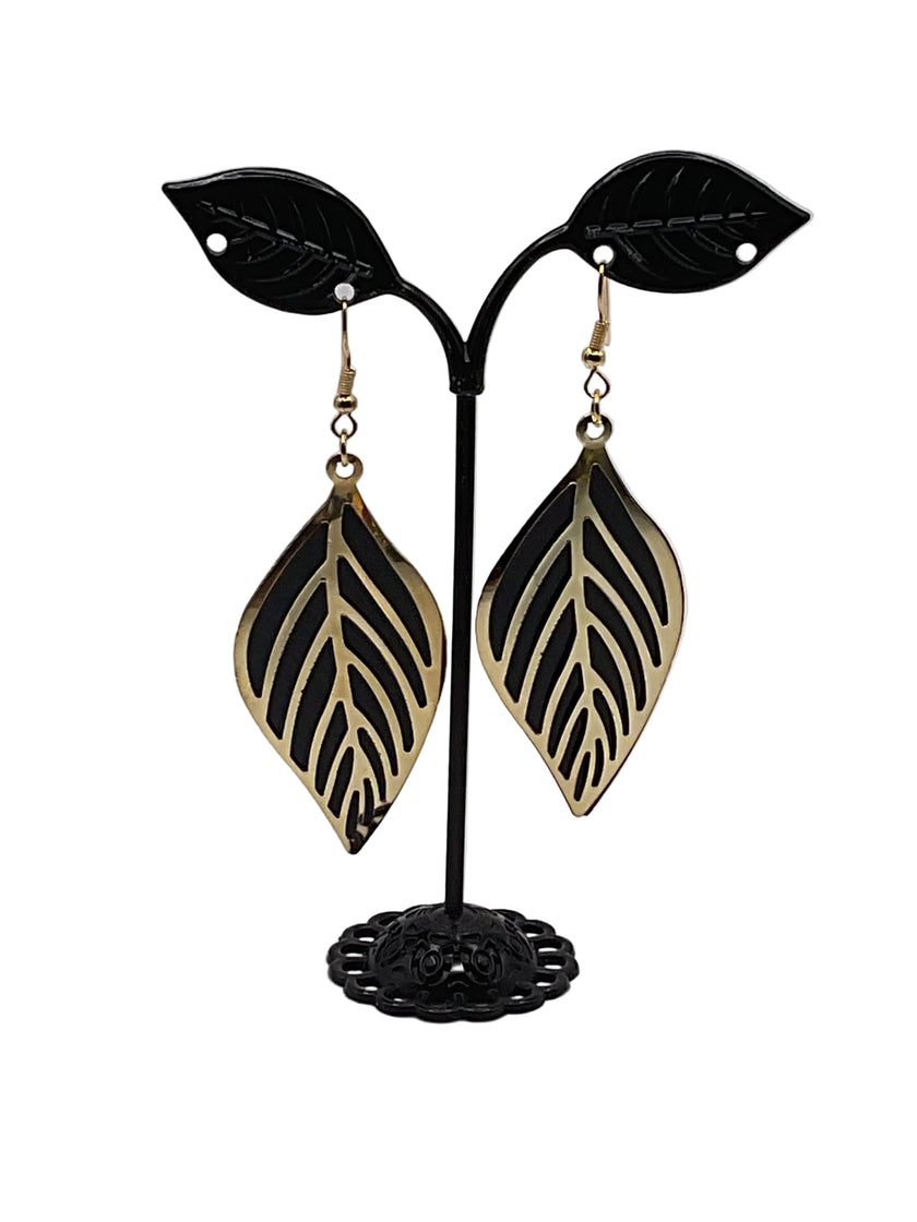 Black and Gold Layered Earrings