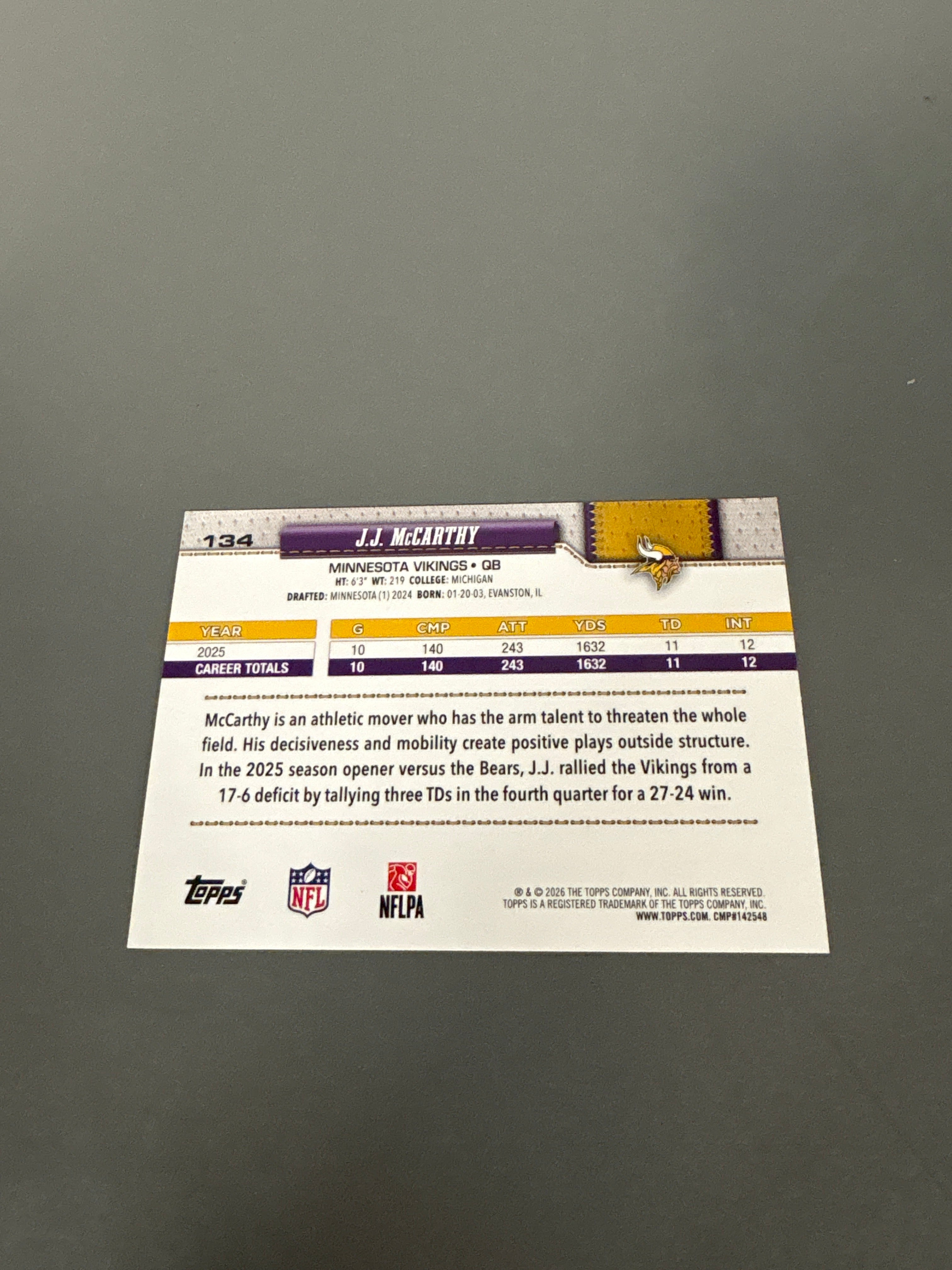 Topps J.J. McCarthy