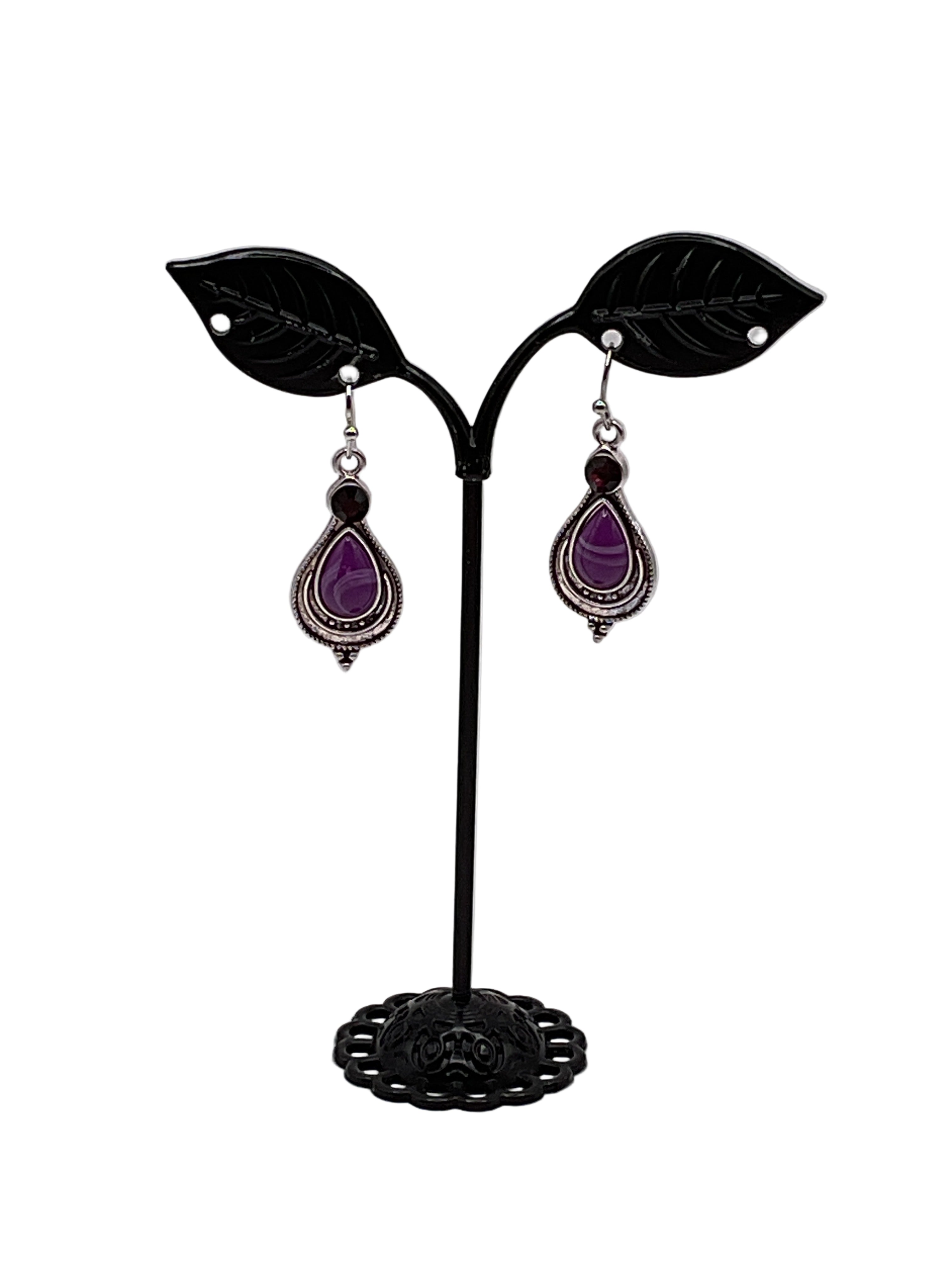 Purple Tear Drop Earrings