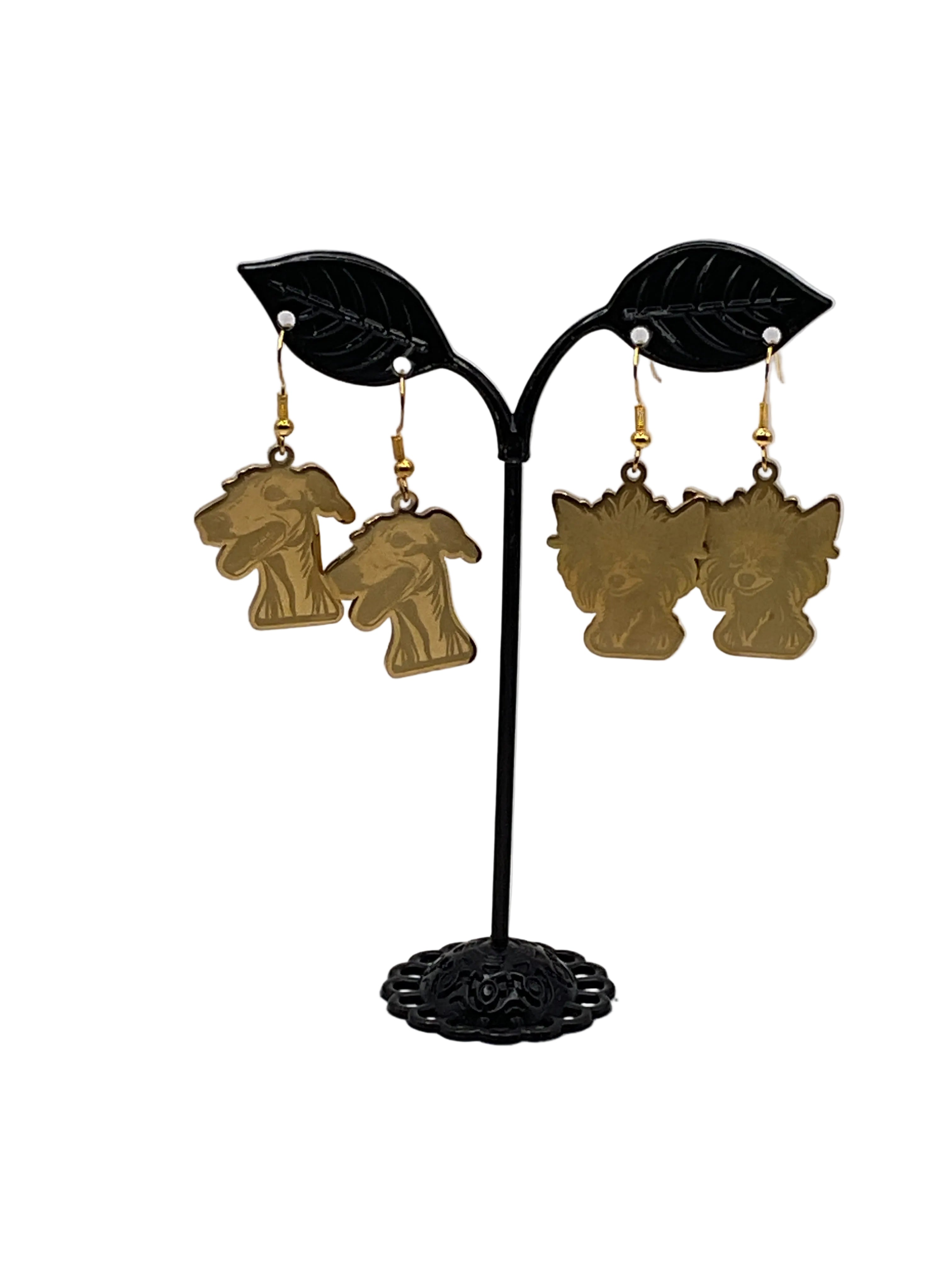 Golden Dog Earrings