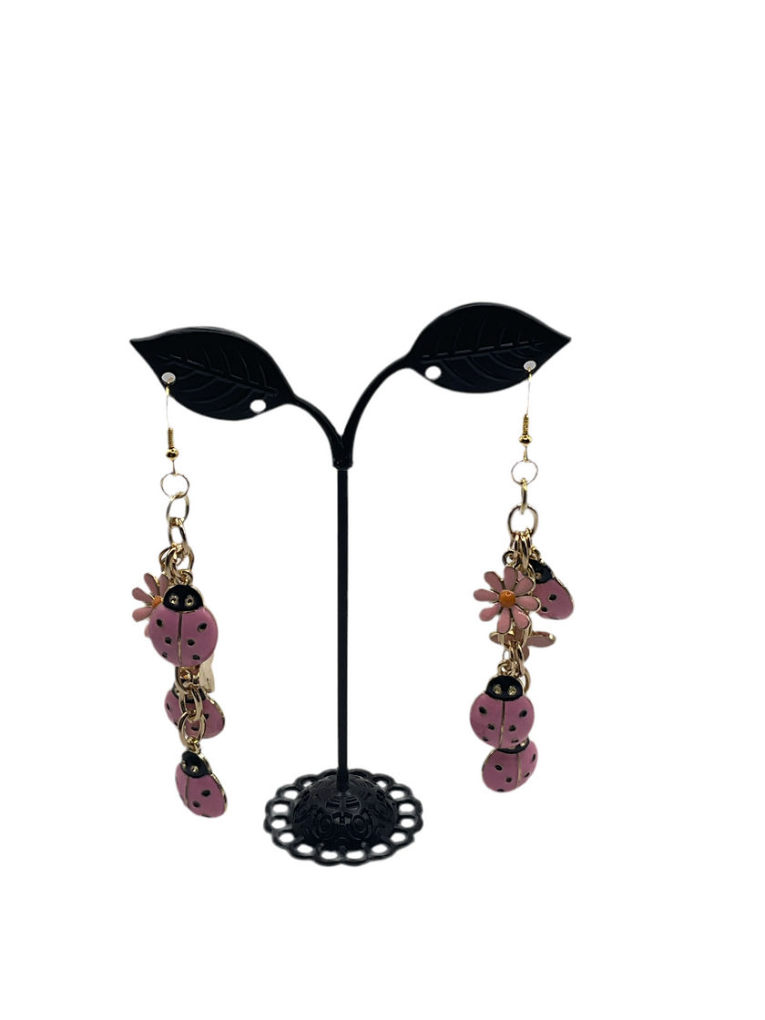Pink ladybug earrings
