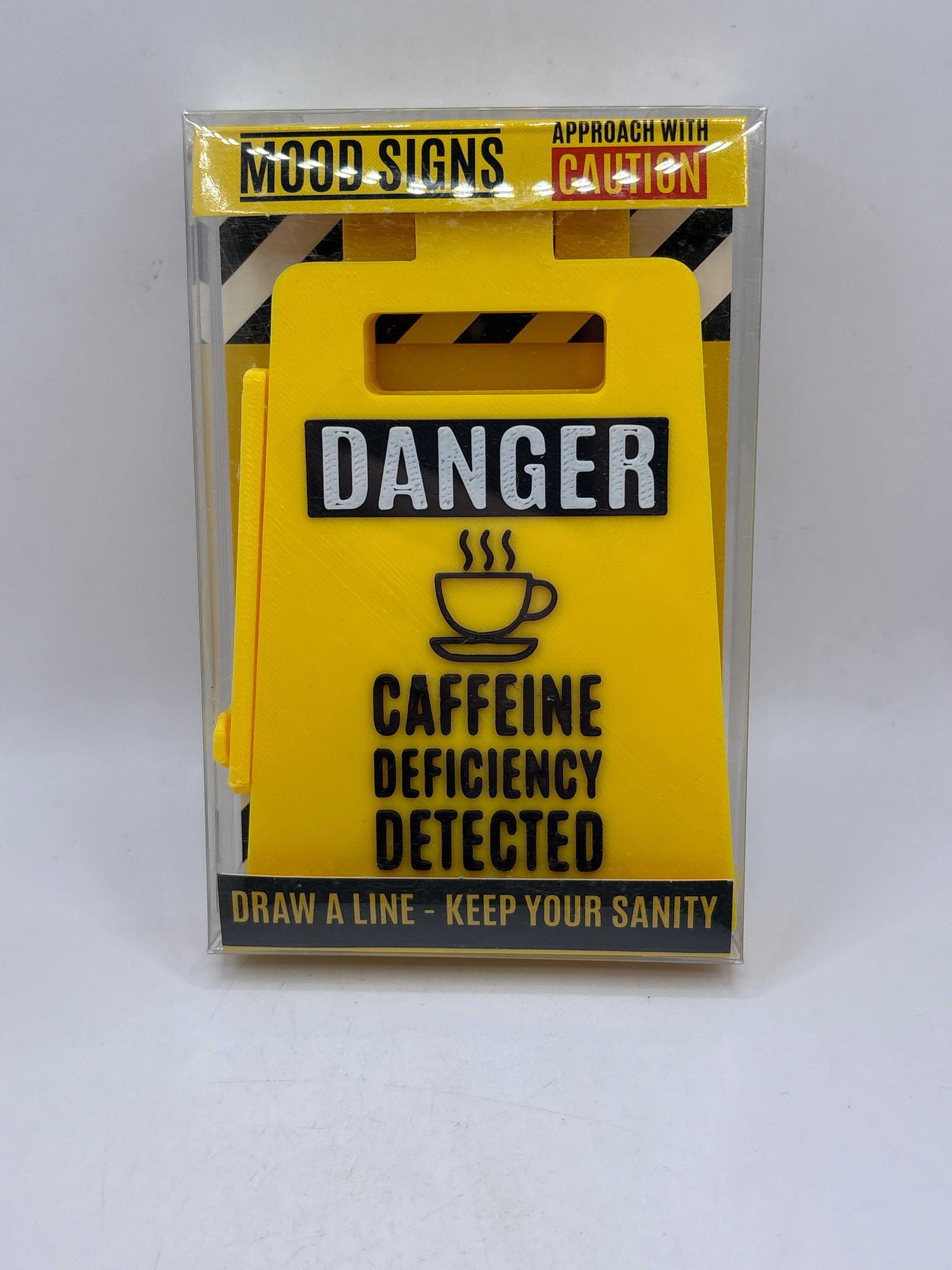 Danger Caffeine Deficiency Detected Sign yellow