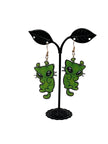Green alien earrings