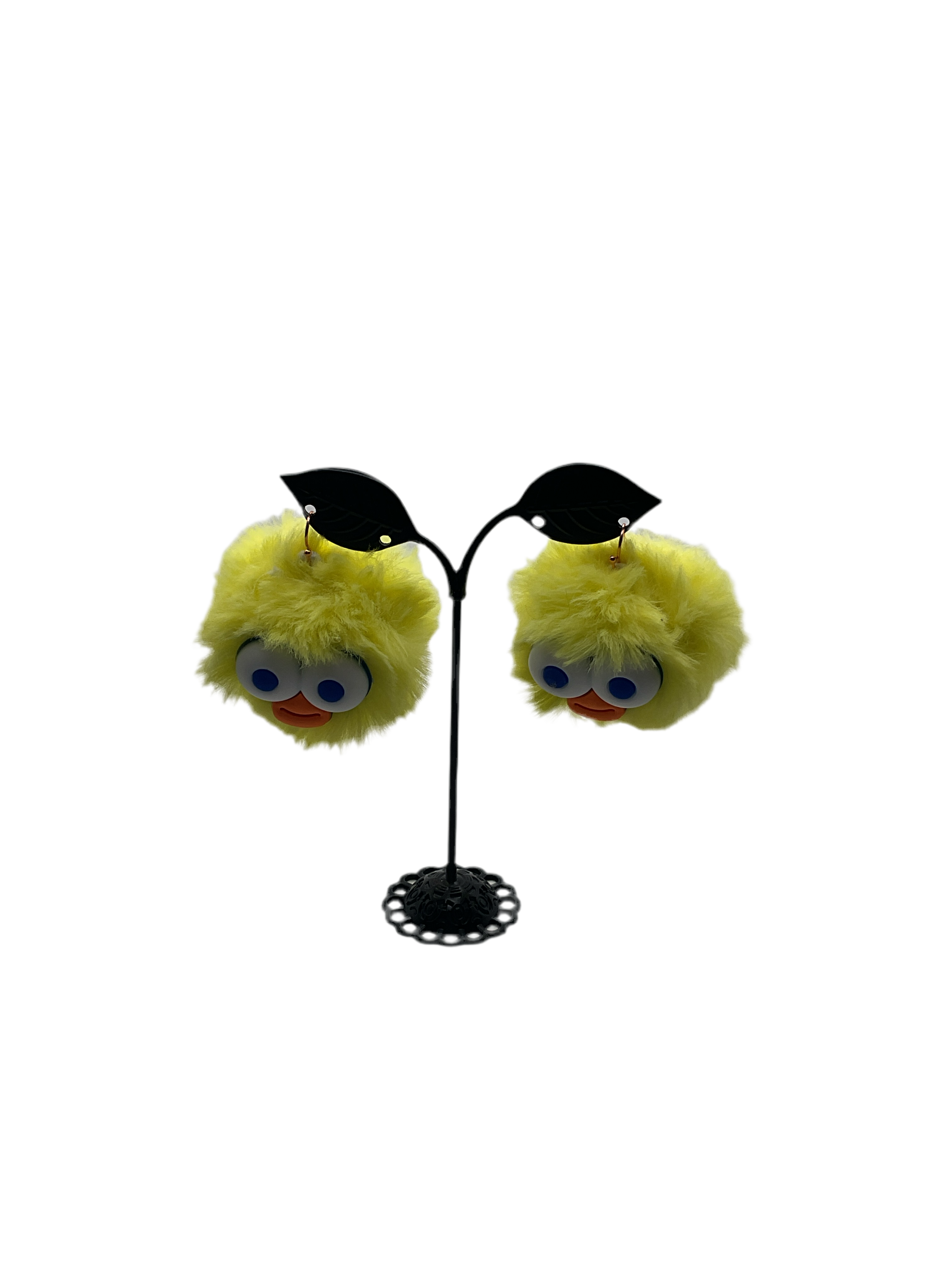 Yellow Fuzzy Critter earrings