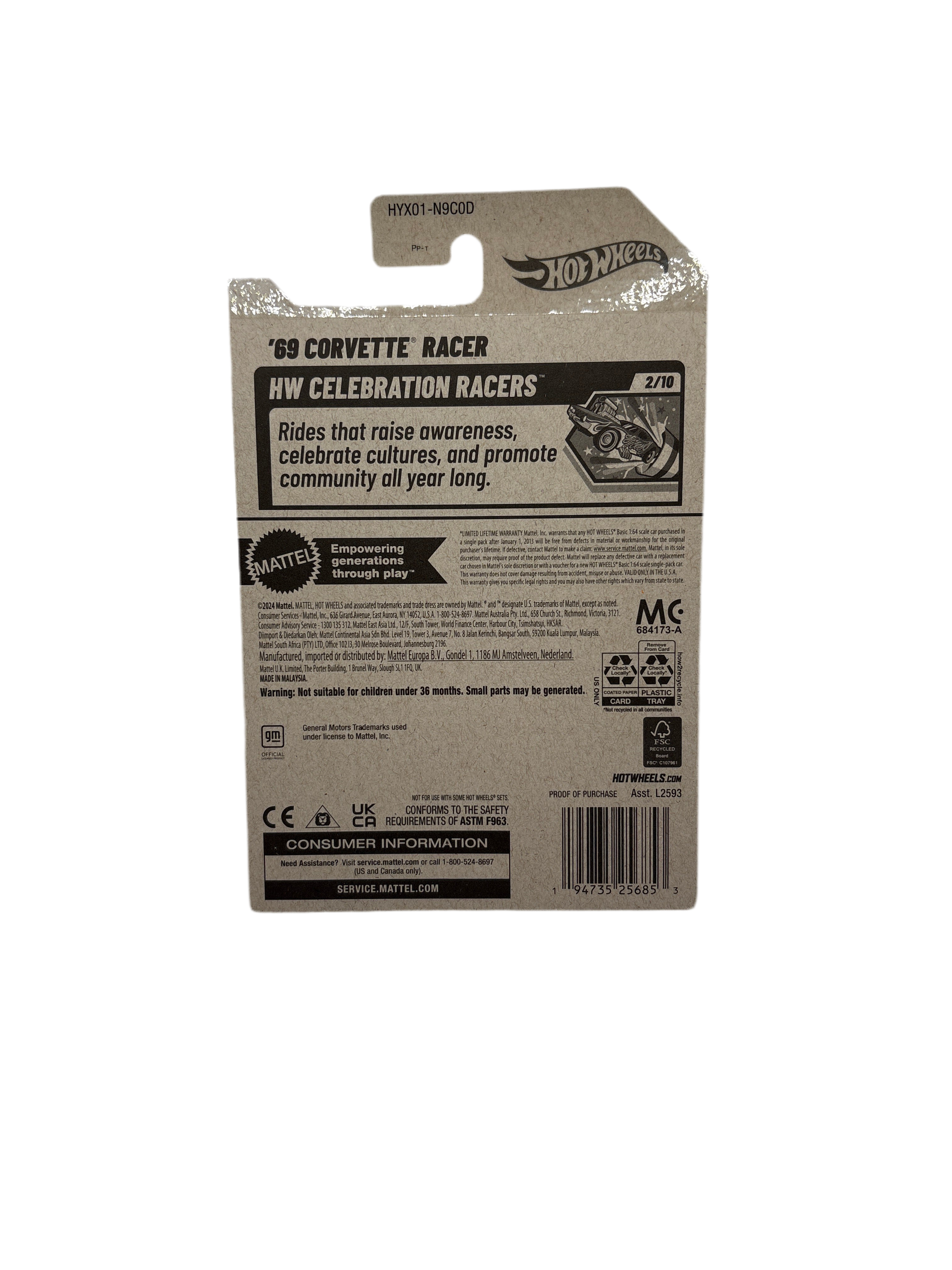 Hot Wheels 69 Corvette Racer Diecast white