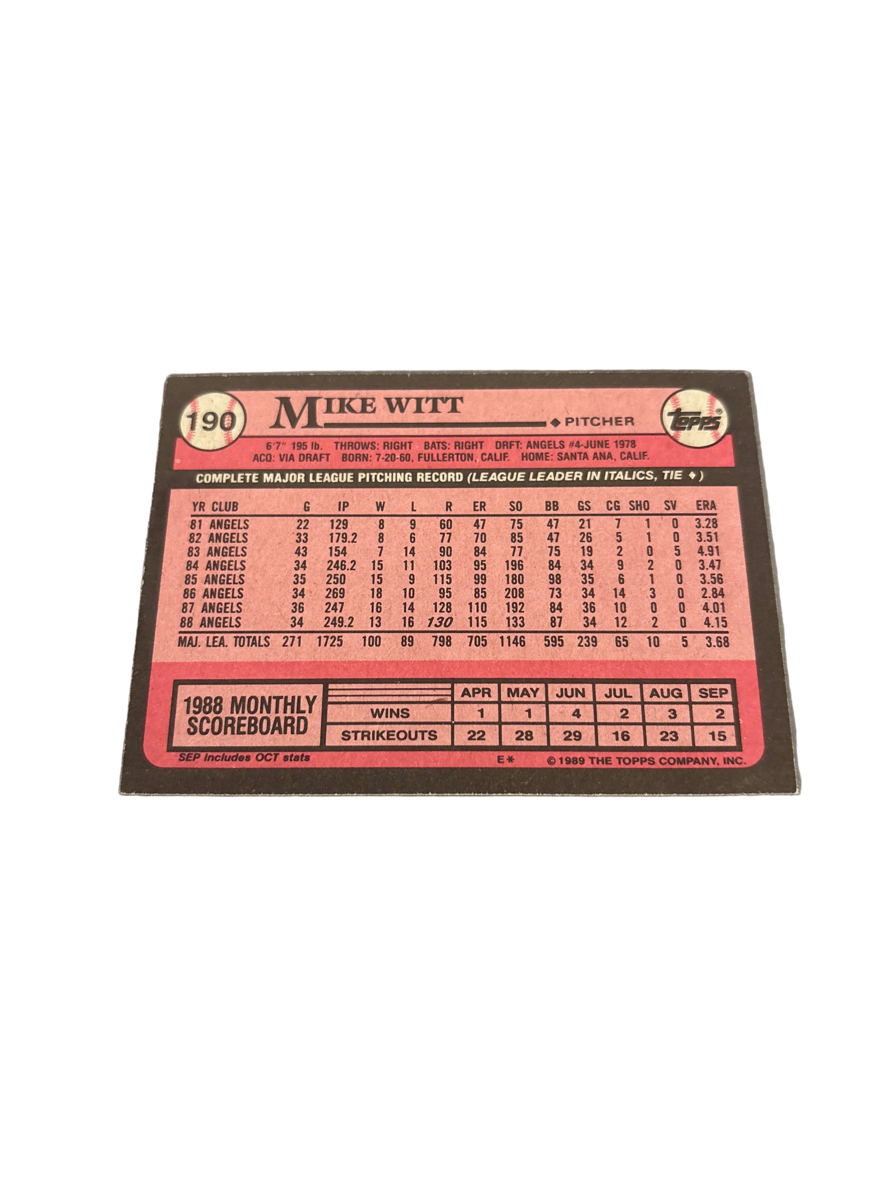 Topps Mike Witt
