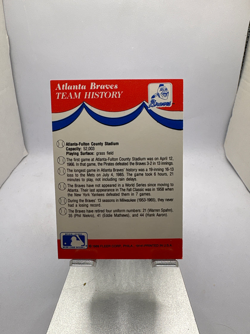 Tarjeta deportiva con pegatina de béisbol Fleer