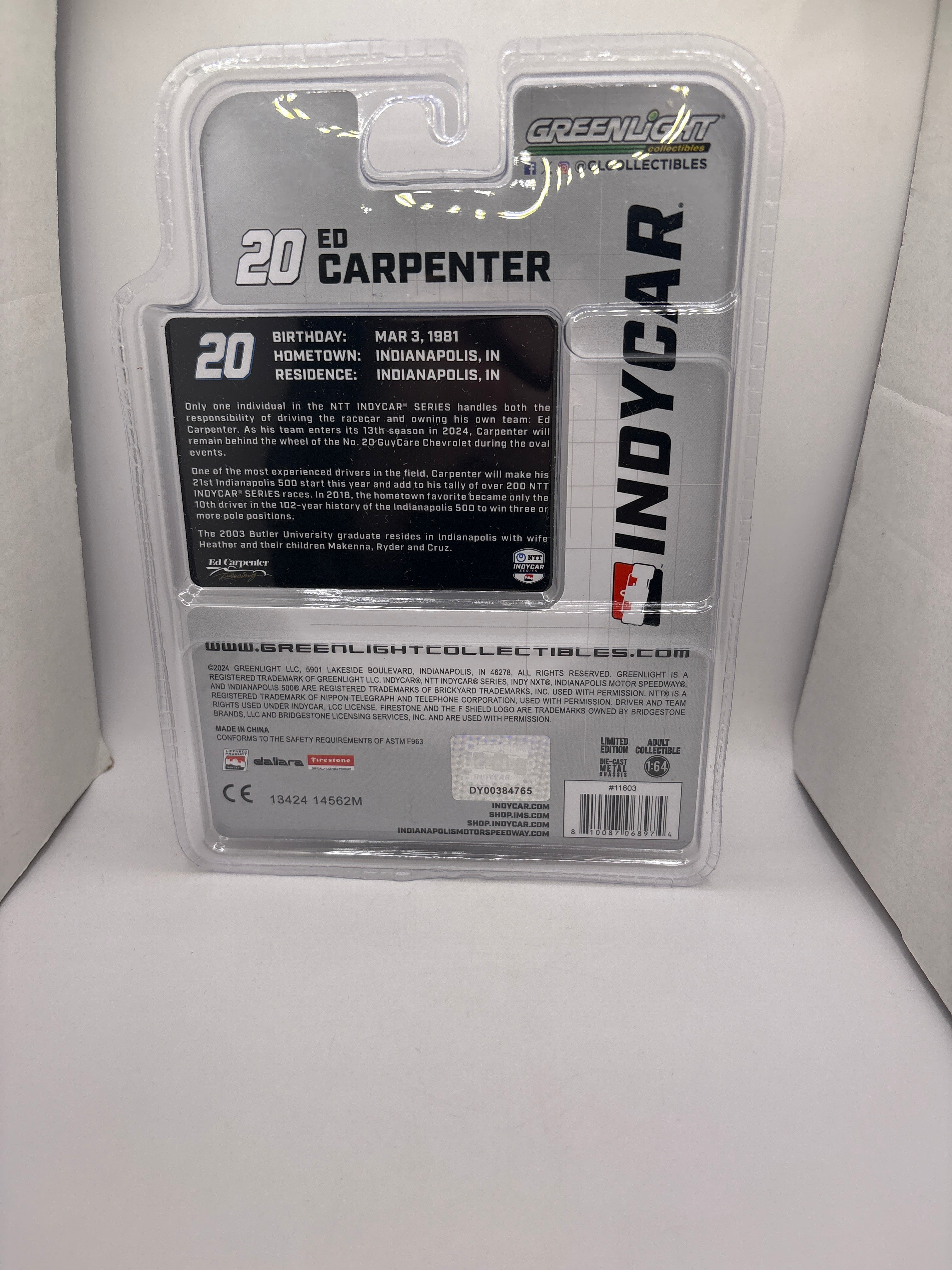 Greenlight #20 Ed Carpenter Diecast