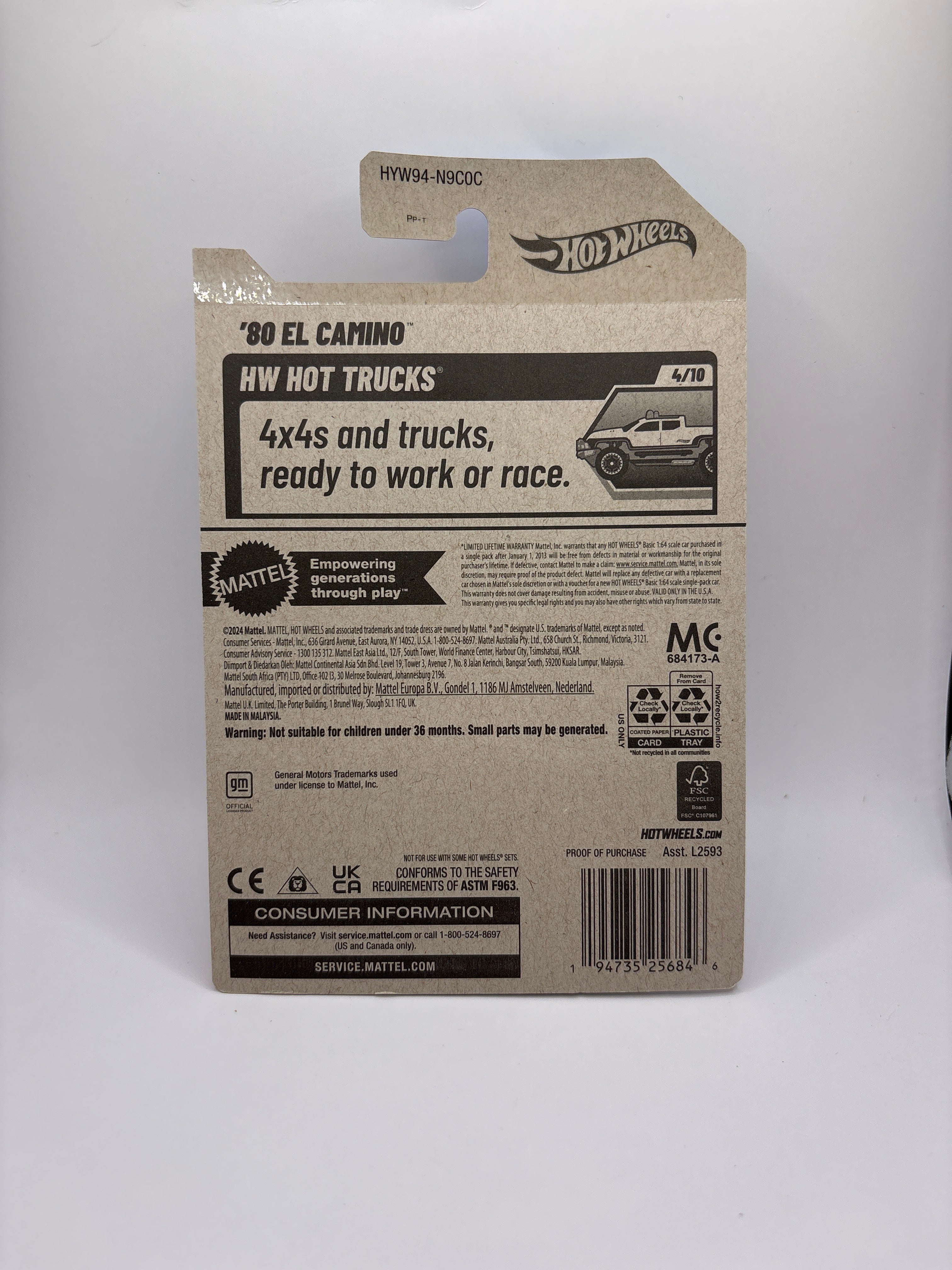 Hot Wheels 80 El Camino Diecast