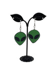 Green alien earrings