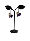 Silver and Gold Enamel Roosters