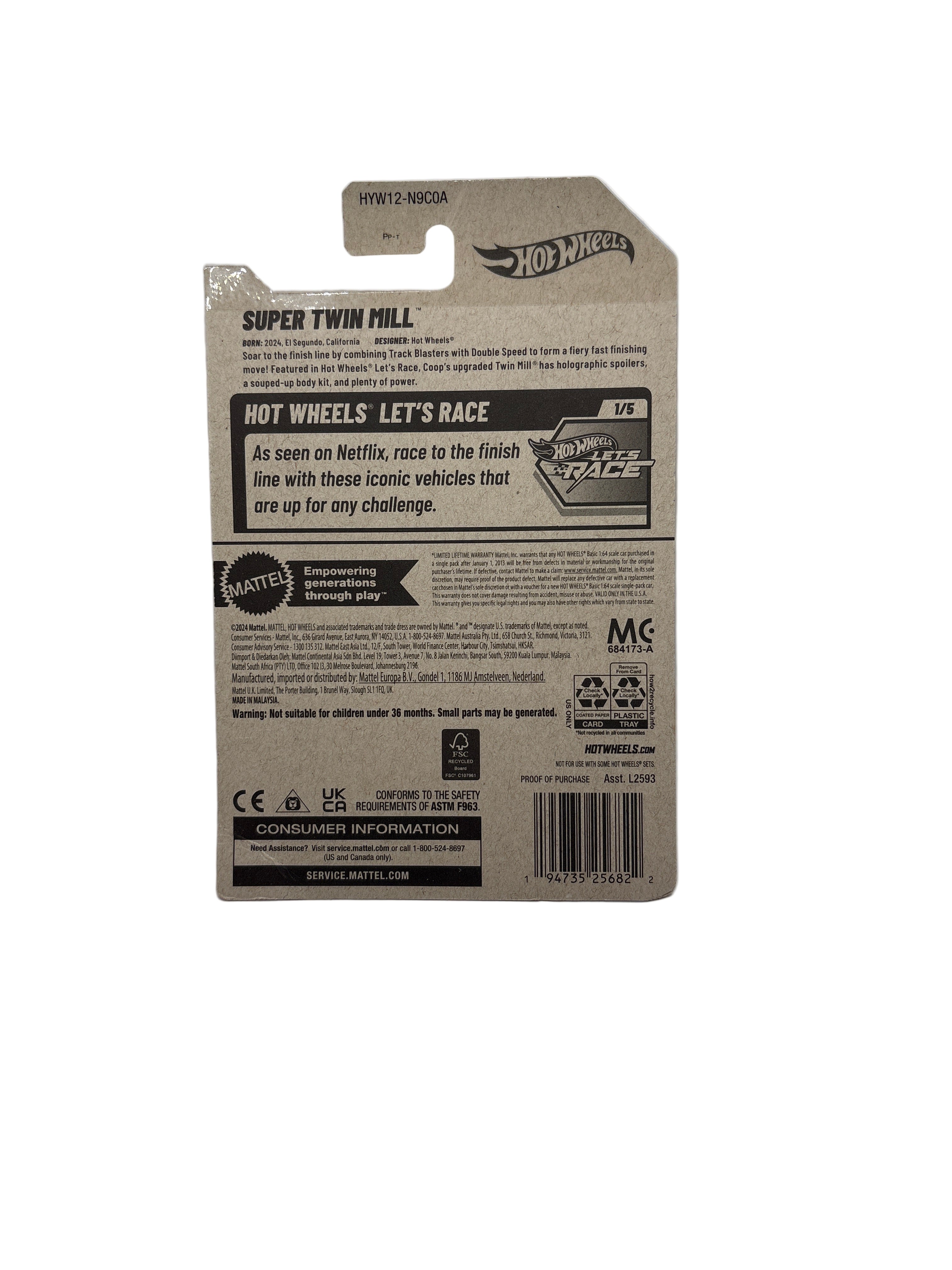 Hot Wheels Super Twin Mill Diecast white