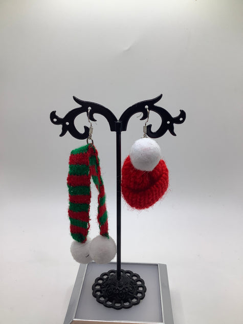 Scarf and hat earrings