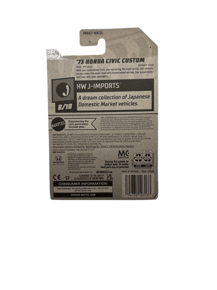 Hot Wheels 73 Honda Civic Custom Diecast