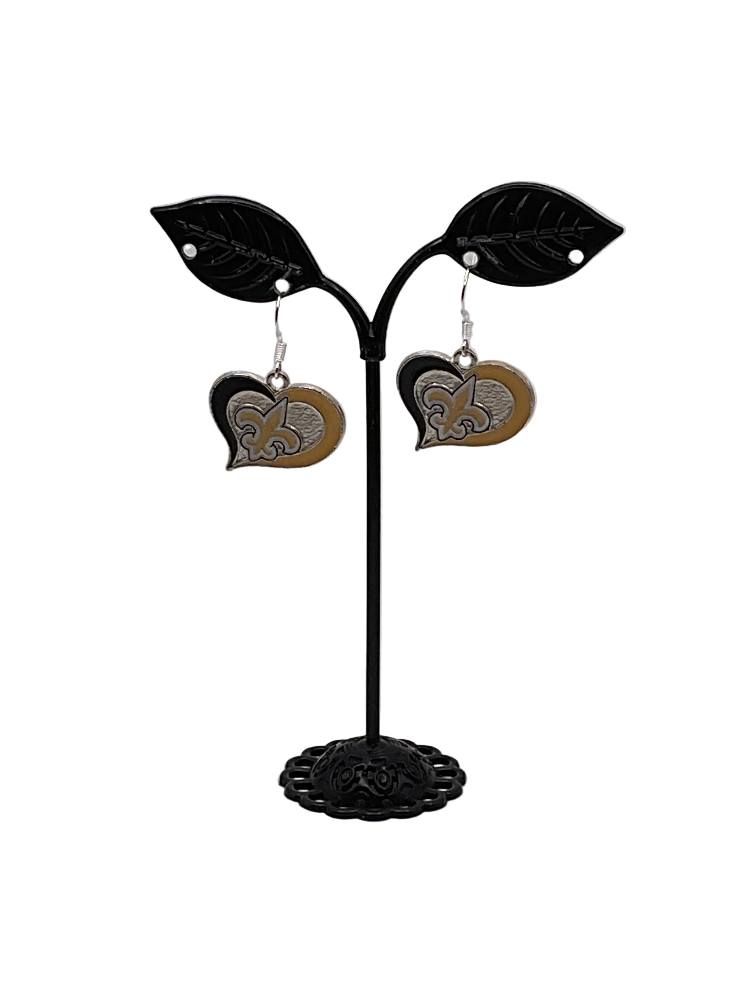 Enamel Heart Football Earrings