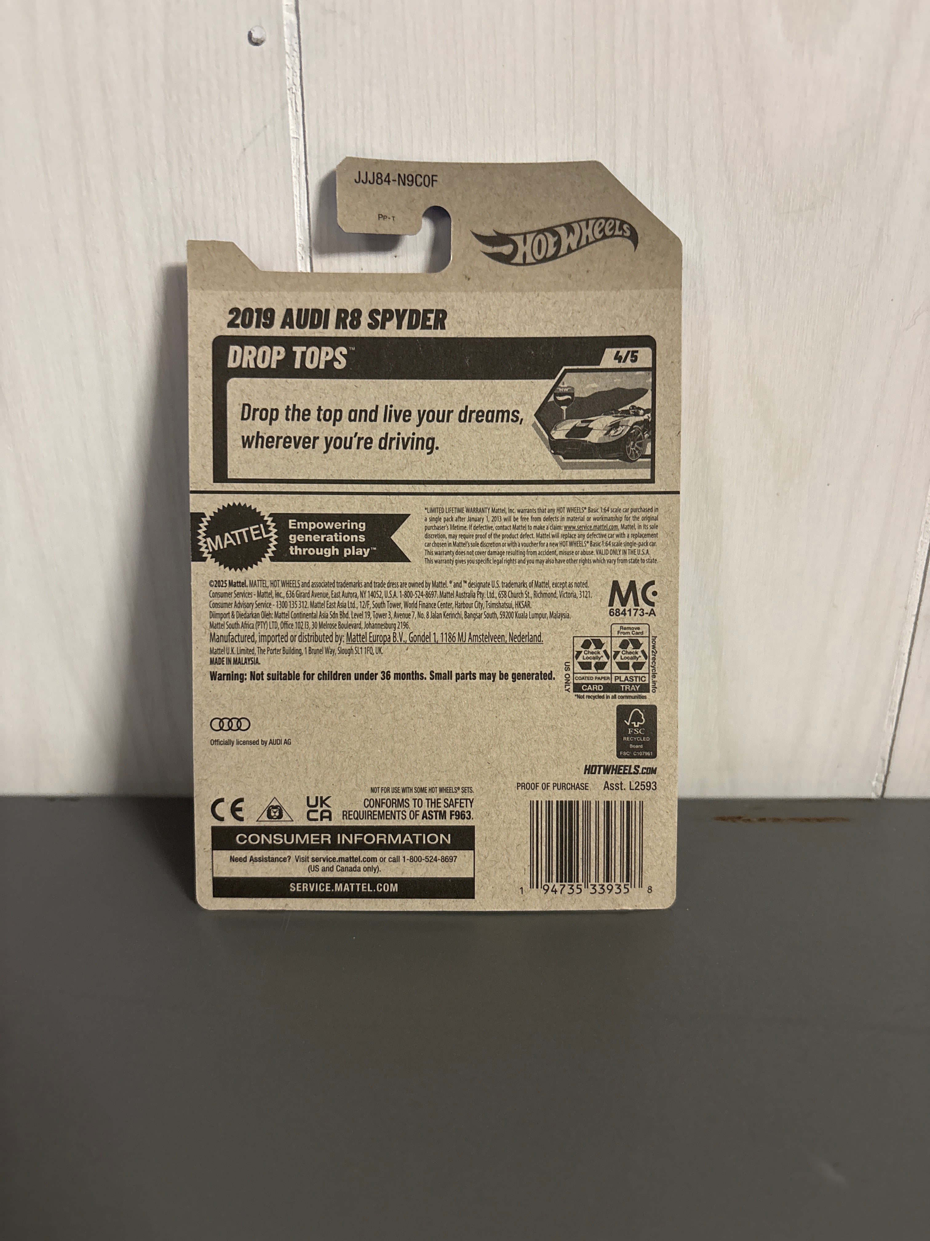 Hot Wheels 2019 Audi R8 Spyder Diecast