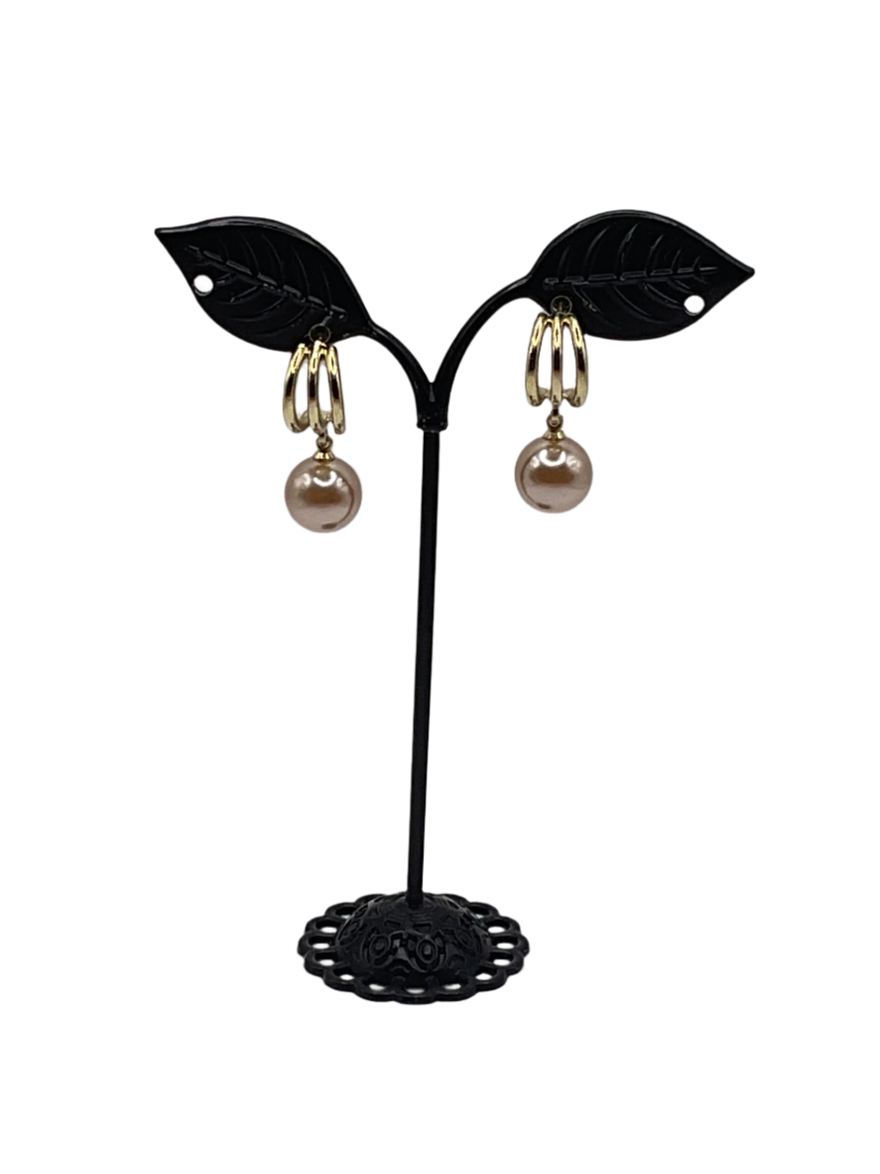 Dangling Tan Pearl Earrimgs