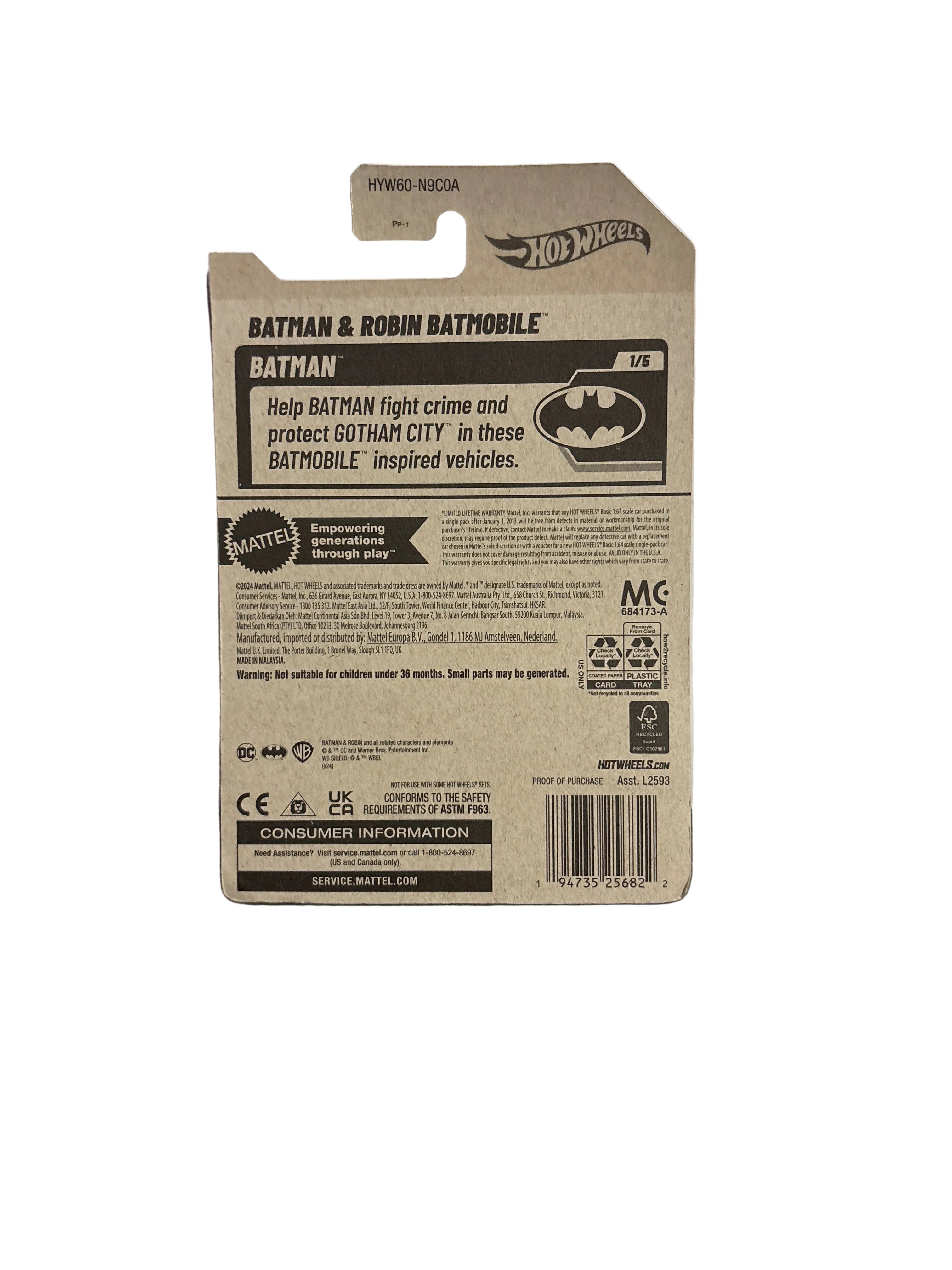 Hot Wheels Batman & Robin Batmobile Diecast black
