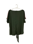 Olive Green Top with Racing Stripes