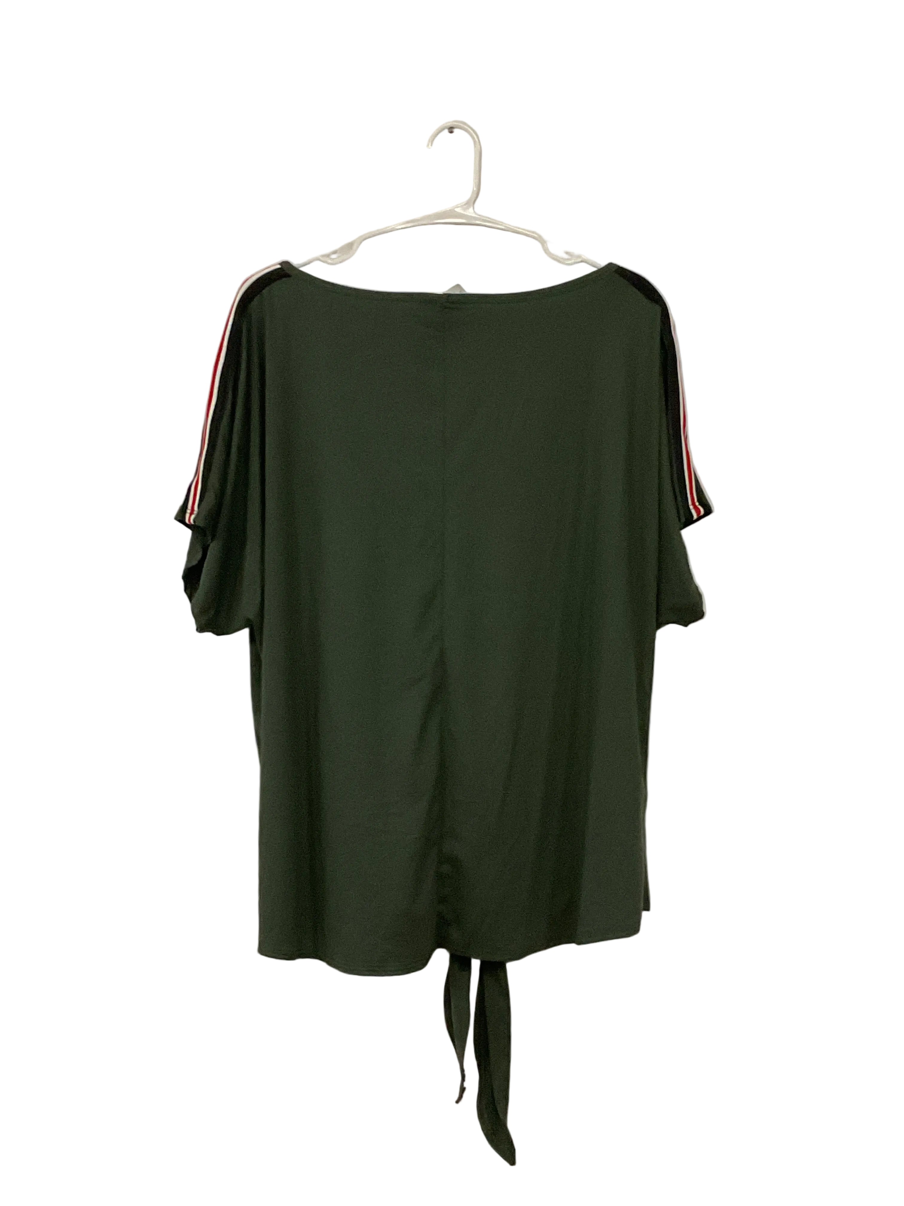 Olive Green Top with Racing Stripes