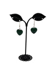 Green heart stone earrings
