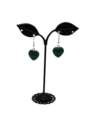 Green heart stone earrings
