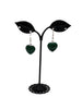 Green heart stone earrings