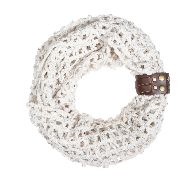 Off White Sonia Crochet Cowl Scarf