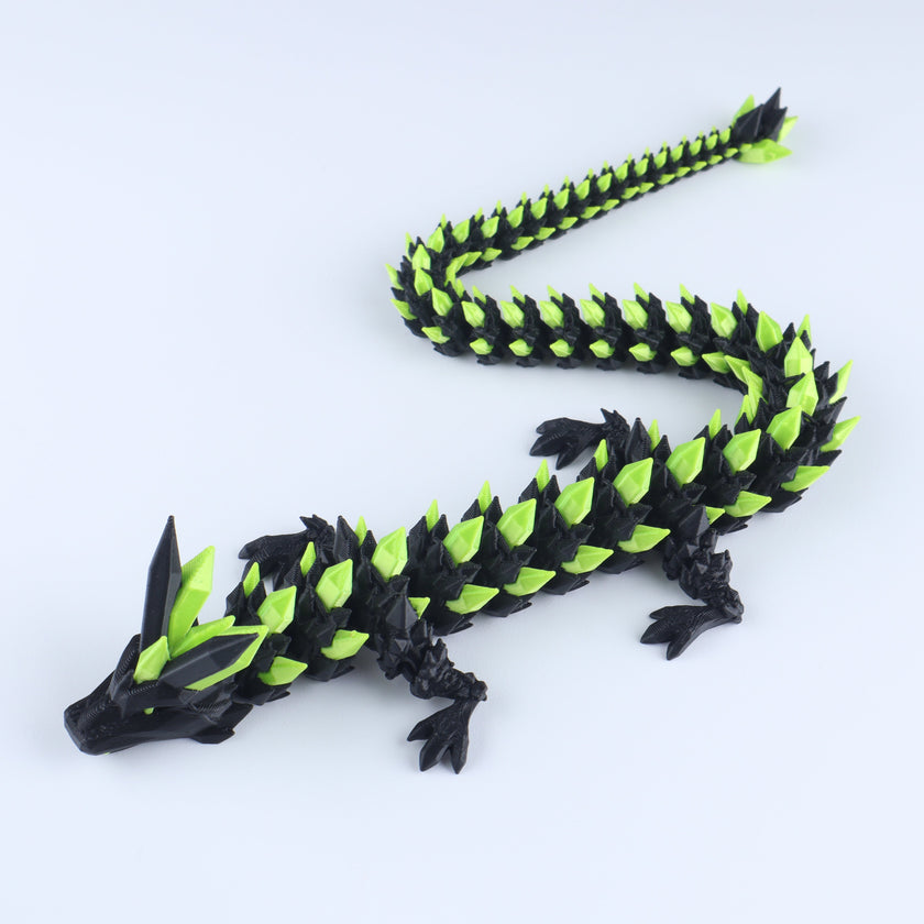 3D Printed Crystal Dragon Fidget Toy – Articulated Flexible Desk Toy Gift
