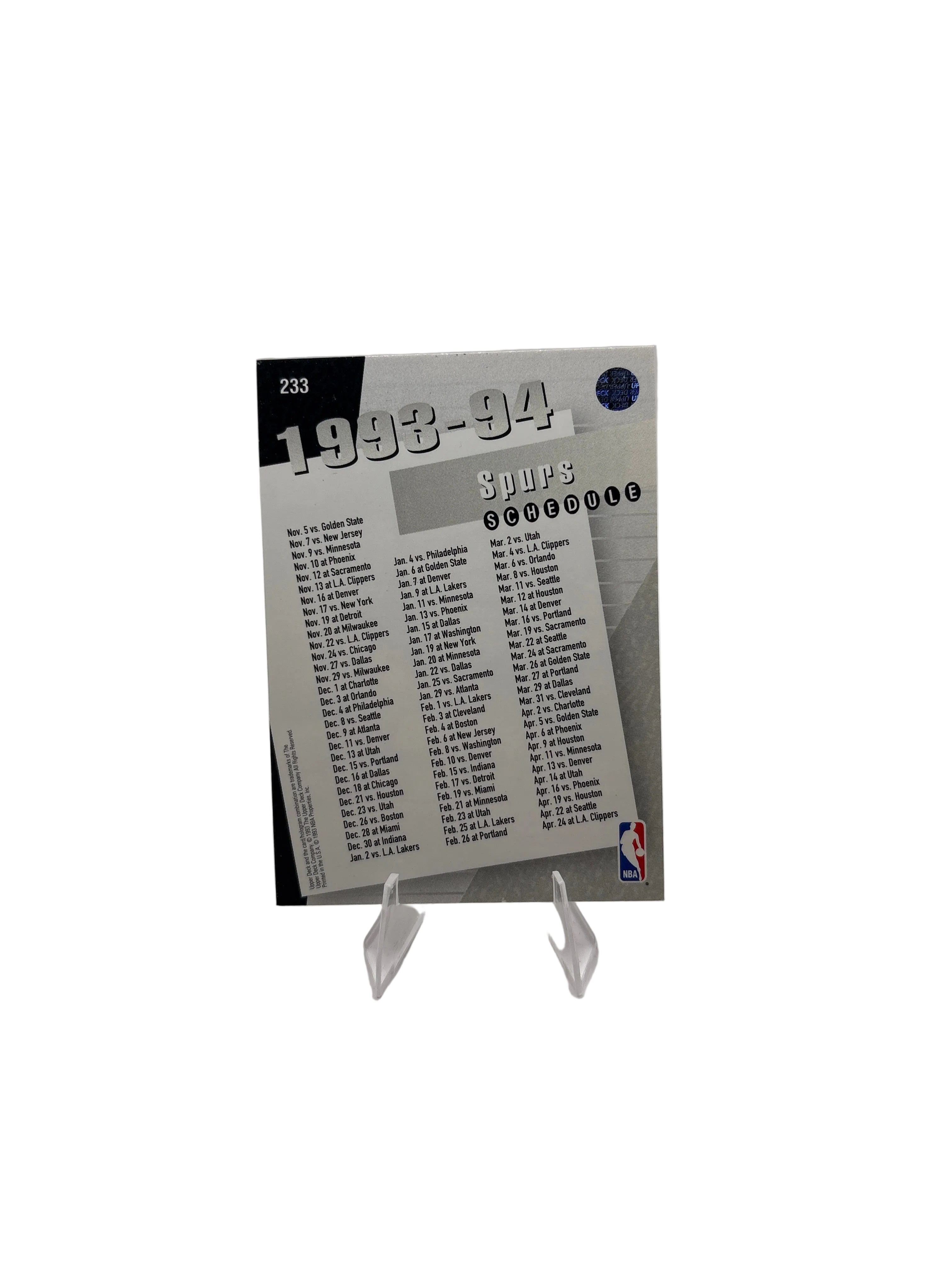 Upper Deck San Antonio Team Card