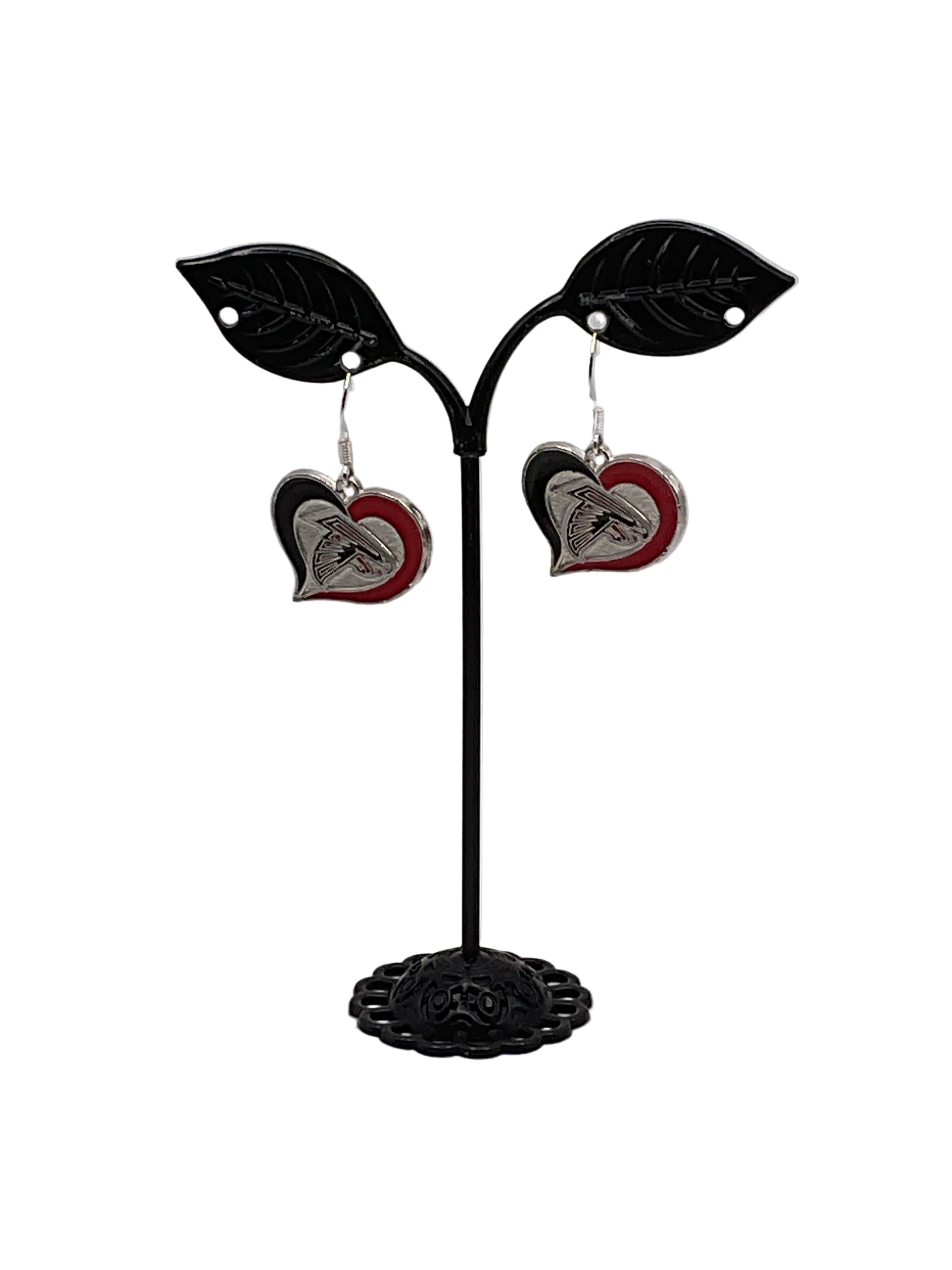 Enamel Heart Football Earrings