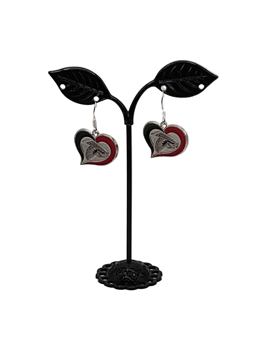 Enamel Heart Football Earrings