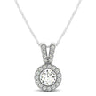 Round Pendant with Split Bail and Diamond Halo in 14k White Gold (3/4 cttw)