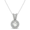 Round Pendant with Split Bail and Diamond Halo in 14k White Gold (3/4 cttw)