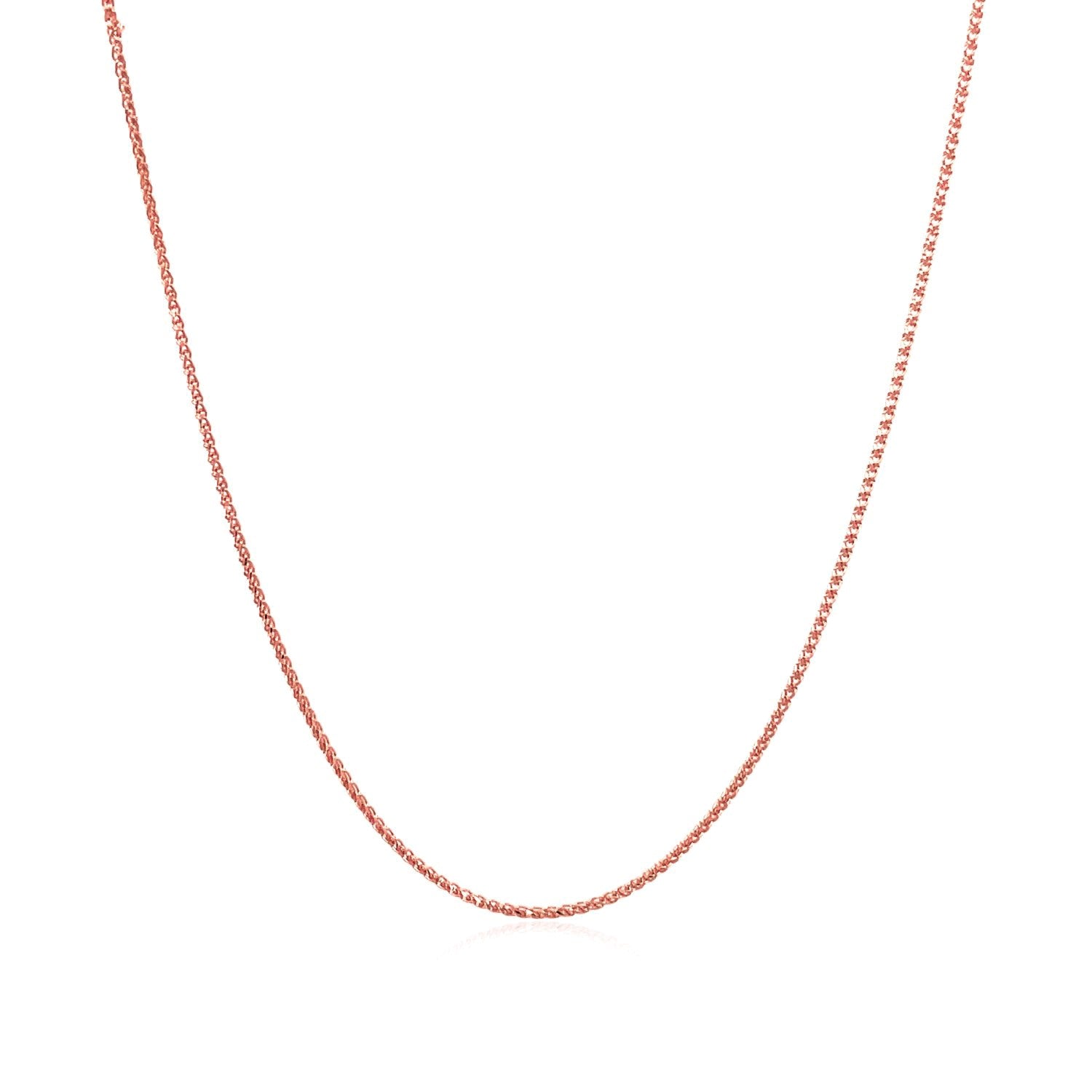 14k Rose Gold Diamond Cut Round Wheat Chain (0.60 mm)