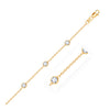 14k Yellow Gold Anklet with Round White Cubic Zirconia